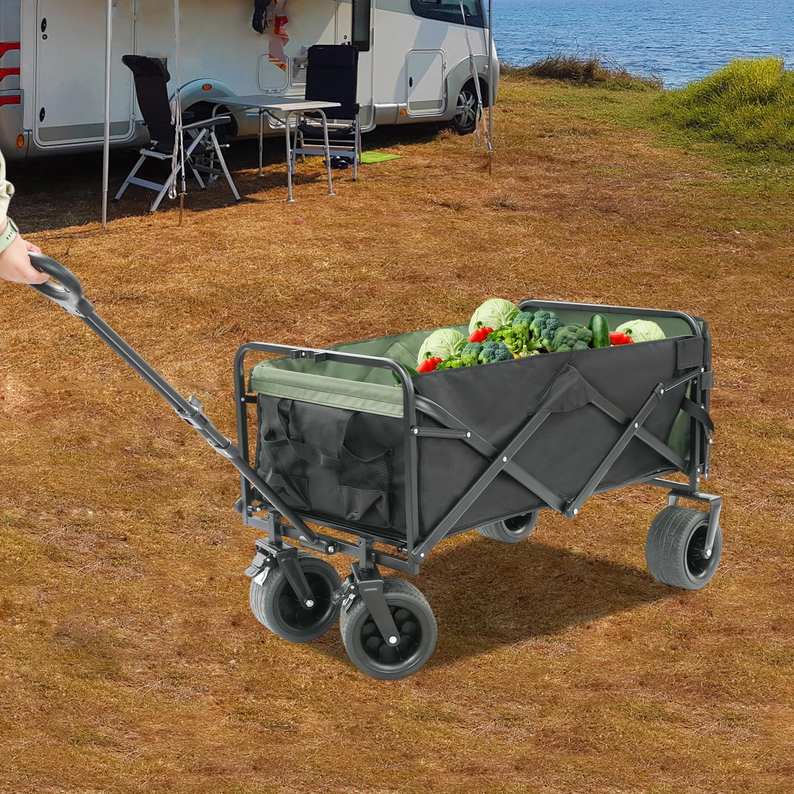 Carrello pieghevole, per fuoristrada con freni
