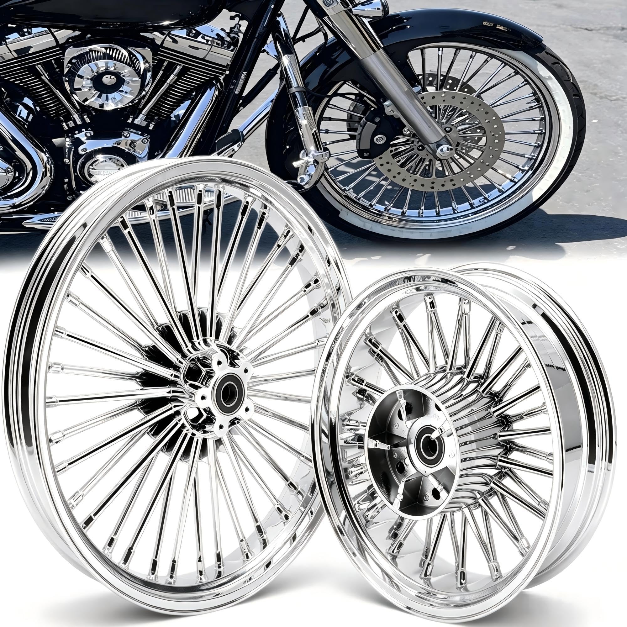 TOFR 21inch 16inch Fat King Spoke Wheels Rims For Harley Touring 2009-2025