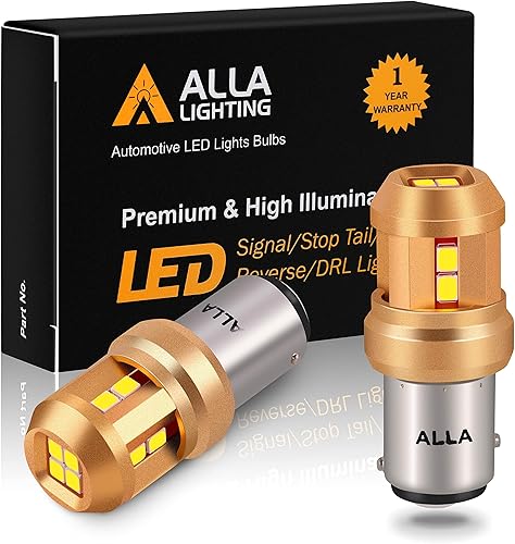 Alla Lighting Bombillas LED miniatura BAY15D Base 7528 1157 de 12 V, blanco xenón 6000 K, señal súper brillante, marcha atrás de respaldo, freno,