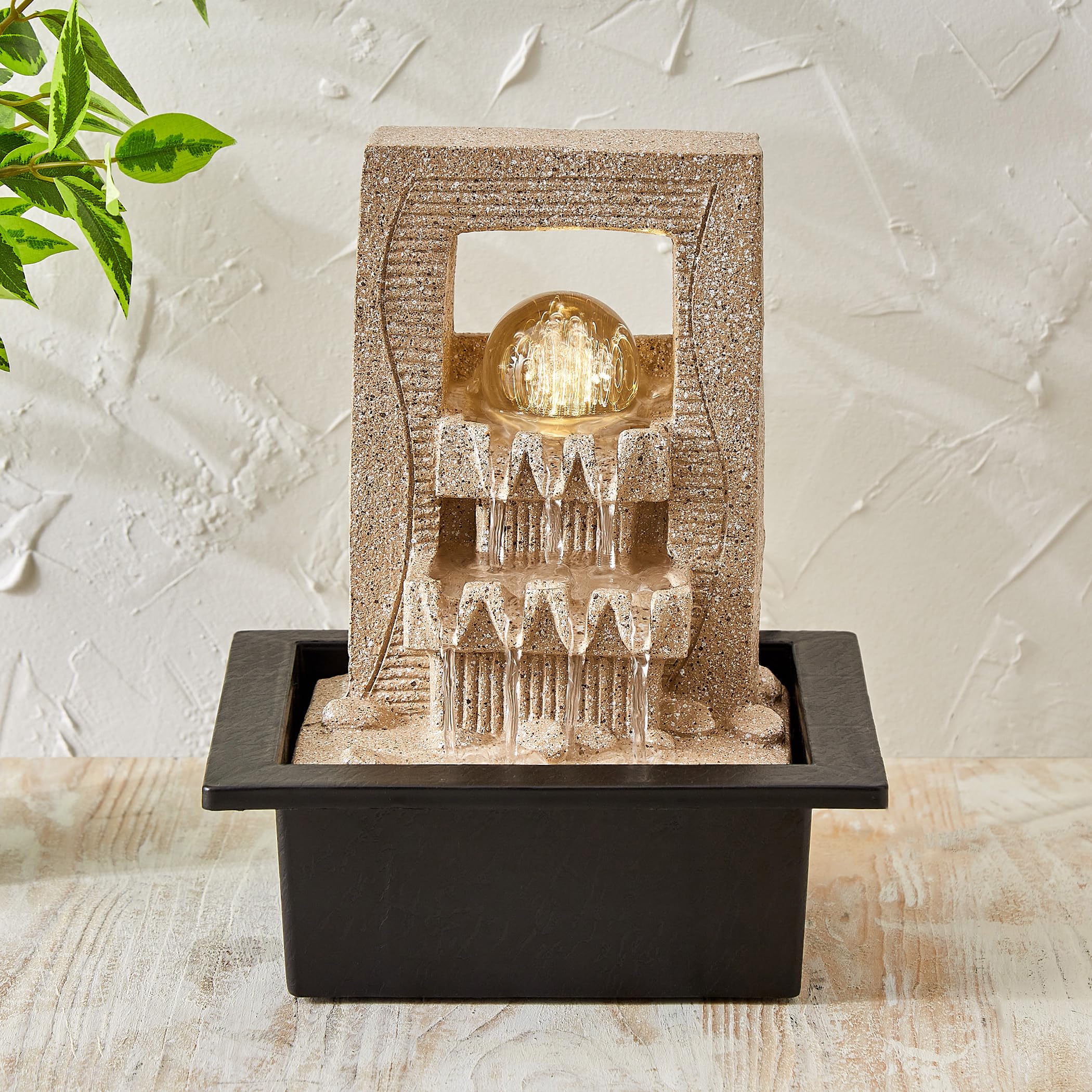 Home Centre Corsica Alpine Polyresin Zen Water Fountain with Rotating Ball - 20x17x26cm-picture-16