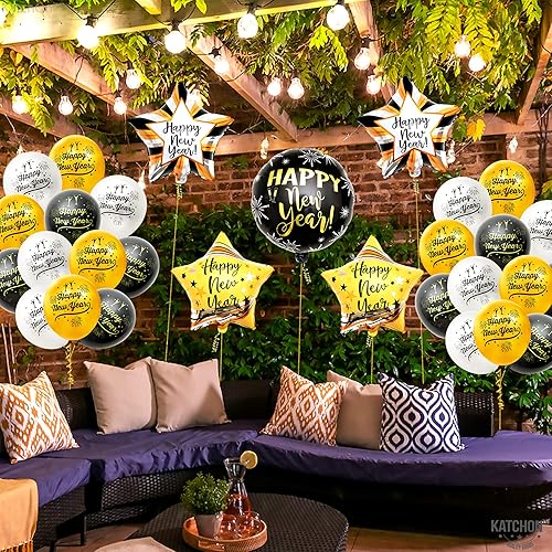 Miniatura 5 de KatchOn, Juego de globos de Feliz Año Nuevo, paquete de 35  Globos de Año Nuevo para suministros de fiesta de Año Nuevo 2024  Decoraciones de feliz