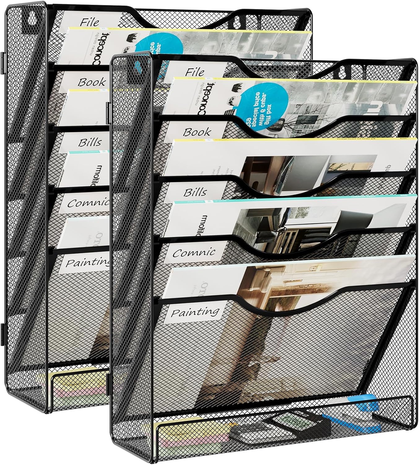EasyPAG 2 Pack Office Supplies Wall File Organizer 5 Tier