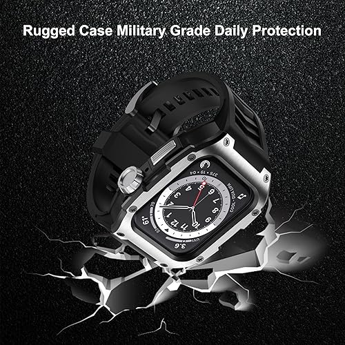 Miniatura 4 de GELISHI Compatible con Apple Watch Band de 1.772 pulgadas (1.772 in), carcasa resistente de metal inoxidable con correa militar a prueba de golpes