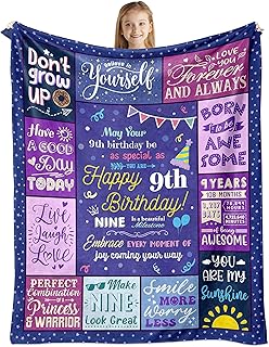 Birthday Gifts for 9 Year Old Girl, 9 yr old girl gift ideas, 9th Birthday Gifts/Decorations for Girls, Birthday Gifts for Girls Age 9, Presents for 9/Nine Year Old Girls Throw Blanket 60x50 Inch