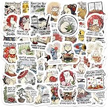 50PCS Japanese Cat Stickers Pack, Vintage Ukiyo-e Style Kitty Vinyl Stickers with Inspirational Quotes, Waterproof Aesthetic Decals for Journals Scrapbooking Laptop Water Bottle