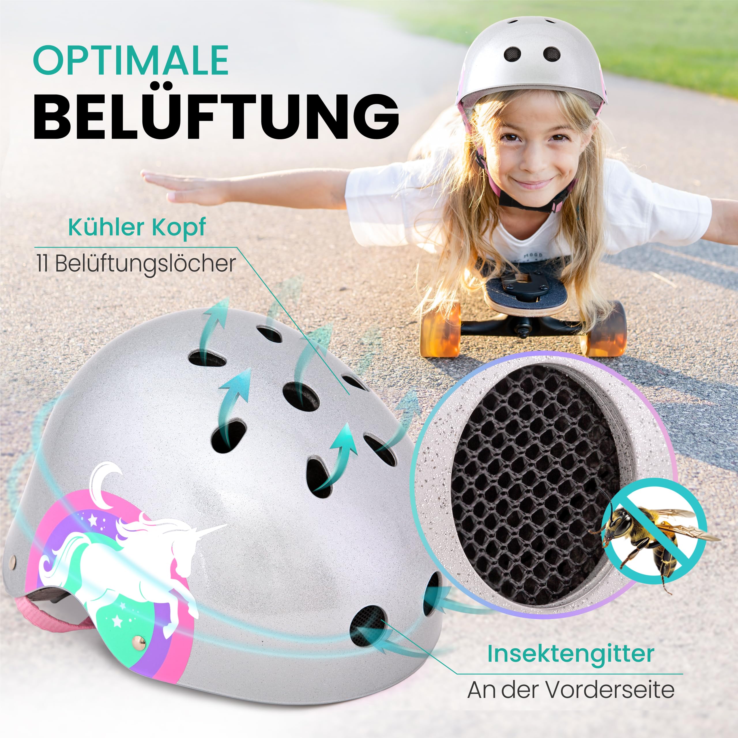 99FLIPS Skaterhelm Kinder & Erwachsene - GS Zertifiziert durch TÜV Rheinland - Kinderhelm von Deutscher Marke - Scooter Helm