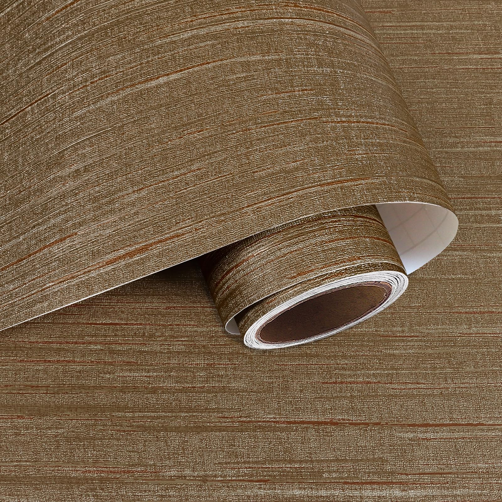 Papier peint autocollant en vinyle VaryPaper 81x894cm imitation toile de gazon marron bronze