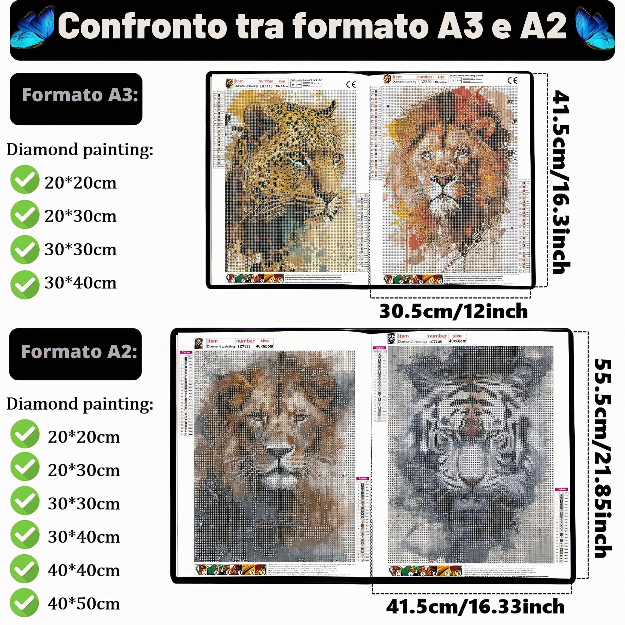 Diamond Painting Bilder Album A2, Raccoglitore per Dipinti a Diamante 5D, Diamond Painting Sammelmappe A2, Diamond Painting Storage Book (Copertina Colori, 30 Tasche 60 Pagine)