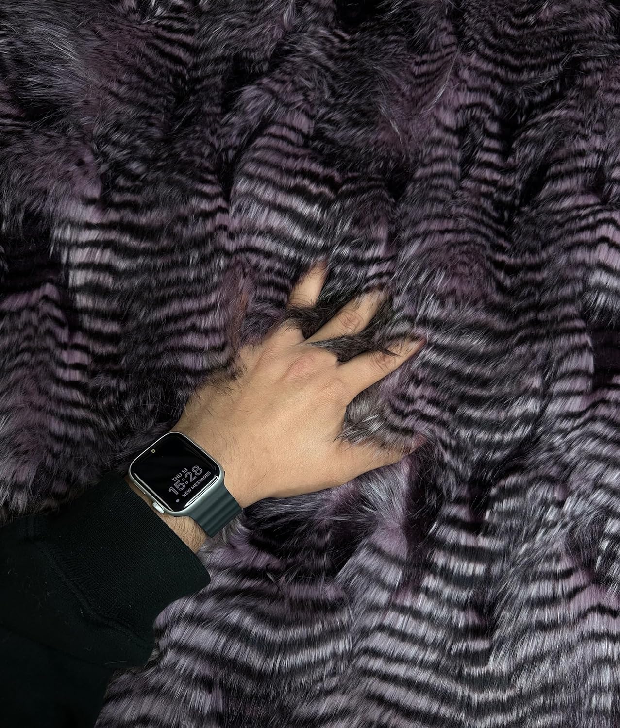 Faux Fur Fabric Fancy Feather .5-2in Long Pile Fur Fabric Sold by Continuous Yard - Faux Fur Design for DIY, Non-Shedding, Low Maintenance Fur, Winter Fashion Accessories, Mittens, Earmuffs (Purple)