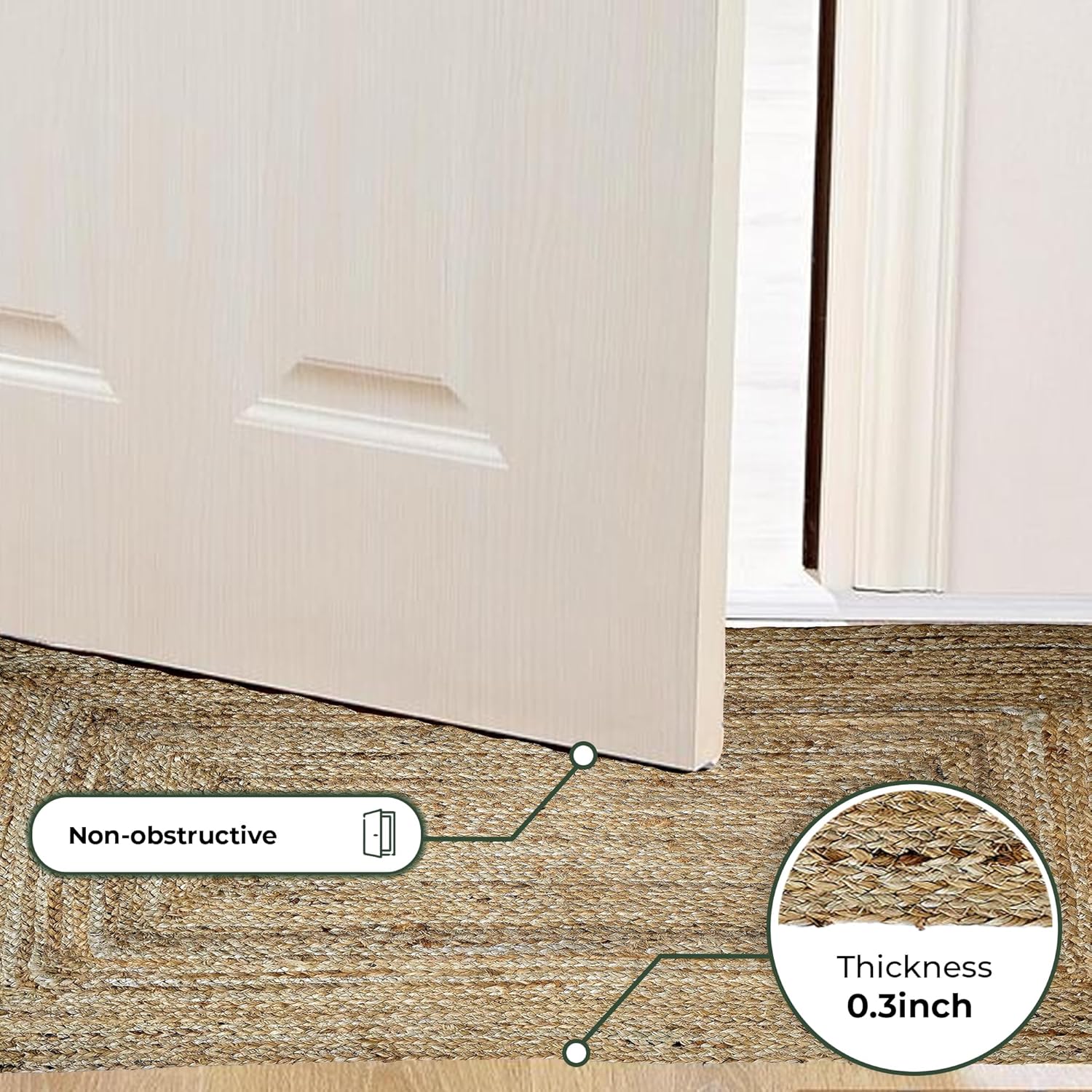 Premium Handwoven Jute Oval Rug 3x5 - Braided Boho Non Slip Half Circle Rug for Entryway, Dining, Bedroom, Kitchen & Office - Natural Farmhouse Decor