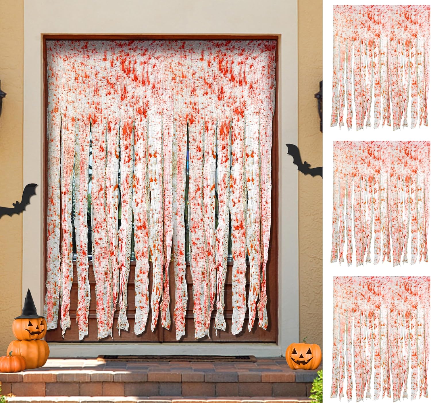 Tlswshsy 3pcs Halloween Door Curtain Decoration with Bloody