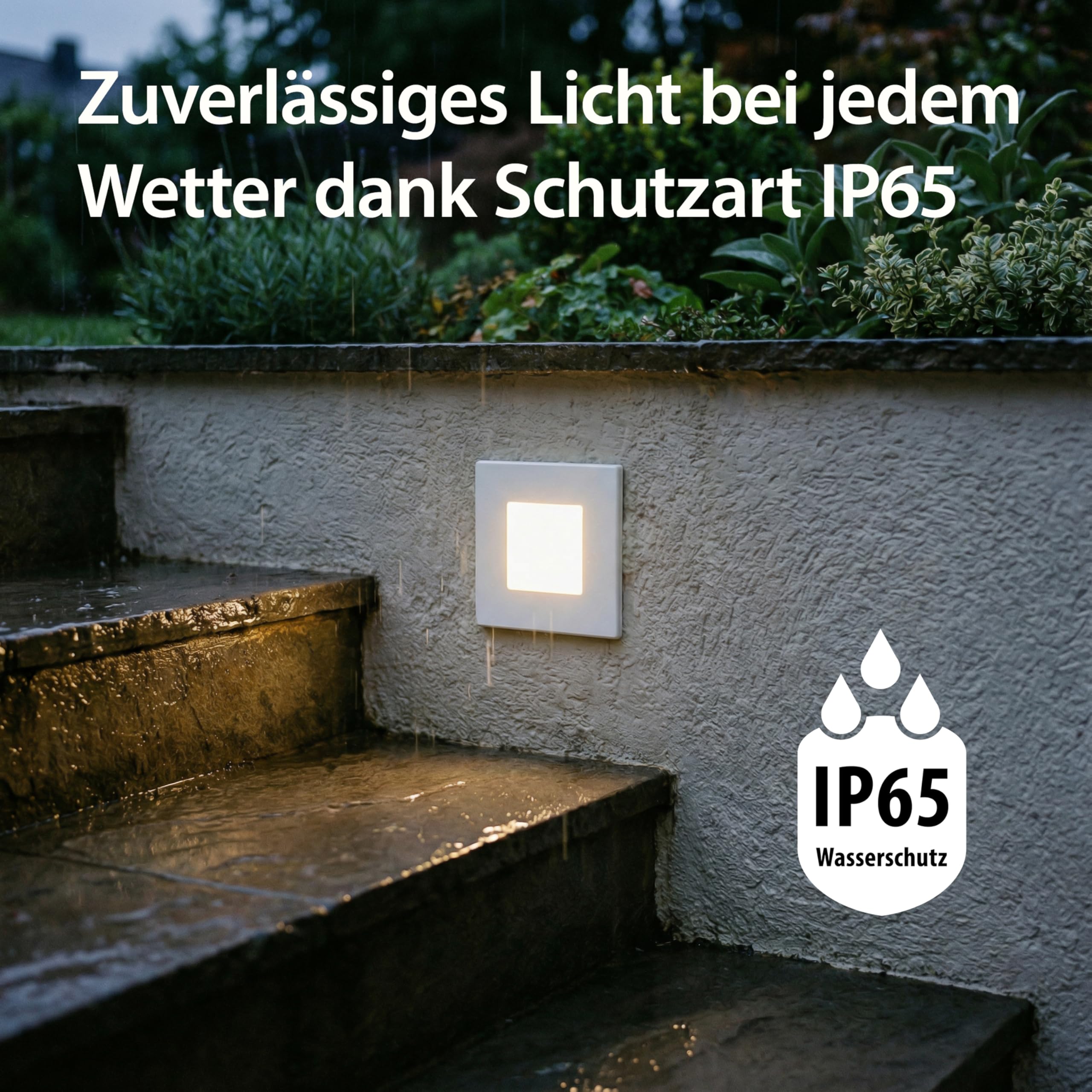 ledscom.de 12x LED Treppenlicht/Wandeinbauleuchte FEMA für innen und außen, eckig, 80 x 80mm, warmweiß