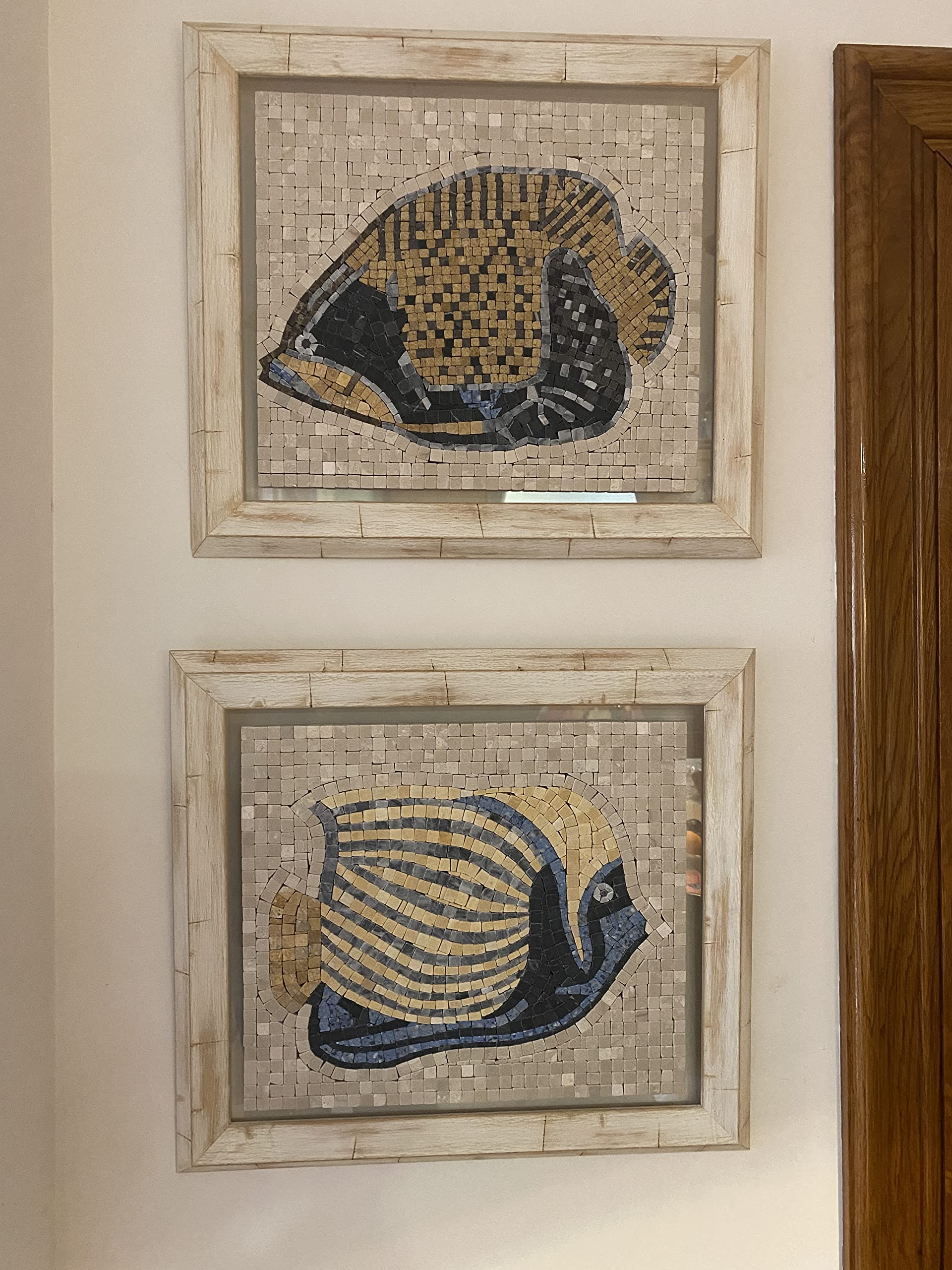 Mosaico de mármol enmallado, Modelo AN1, Medida 30x35. Hecho a Mano. para Decoraciones Suelo Paredes, enmarcar, etc. Acabado Natural.