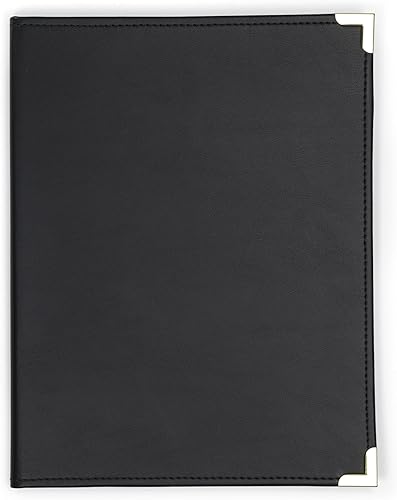 Miniatura 4 de Samsill Classic Business Padfolio cartera ejecutiva cuero sintético negro esquinas de latón organizador de documentos de currículum vitae capacidad