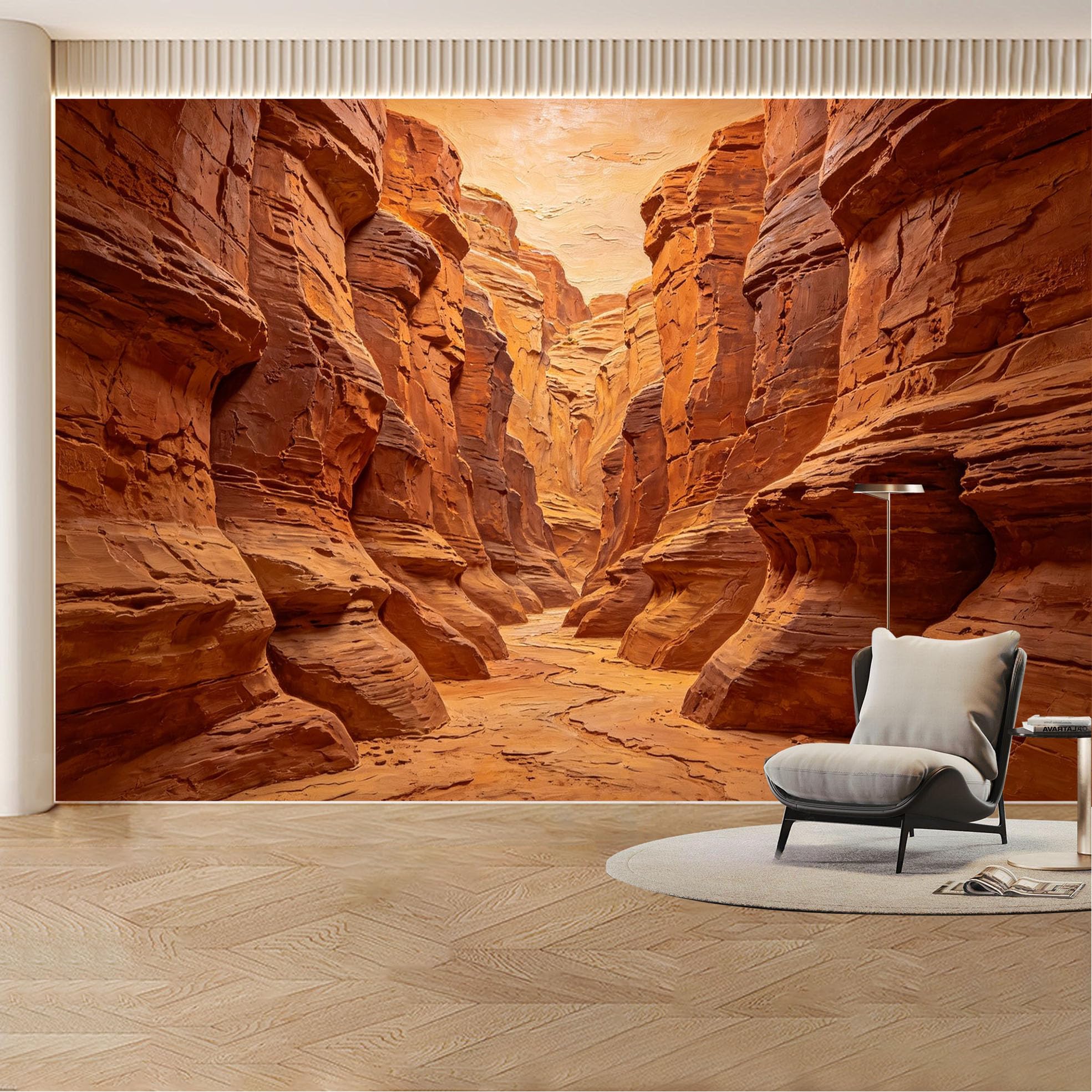 Custom Wall Mural Wallpaper Canyon Desert Landscape Nature 3D Effect Large Wall Art Mural Design Sunset Luxury Removable SelfAdhesive Large Photo for Living Room， Bedroom， Office
