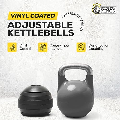Miniatura 2 de Kettlebell Kings Adjustable Kettlebell Set, 26-70 lb - Strength Training Kettlebells with 7 Plates - Secure Lock System and Durable Steel Kettle