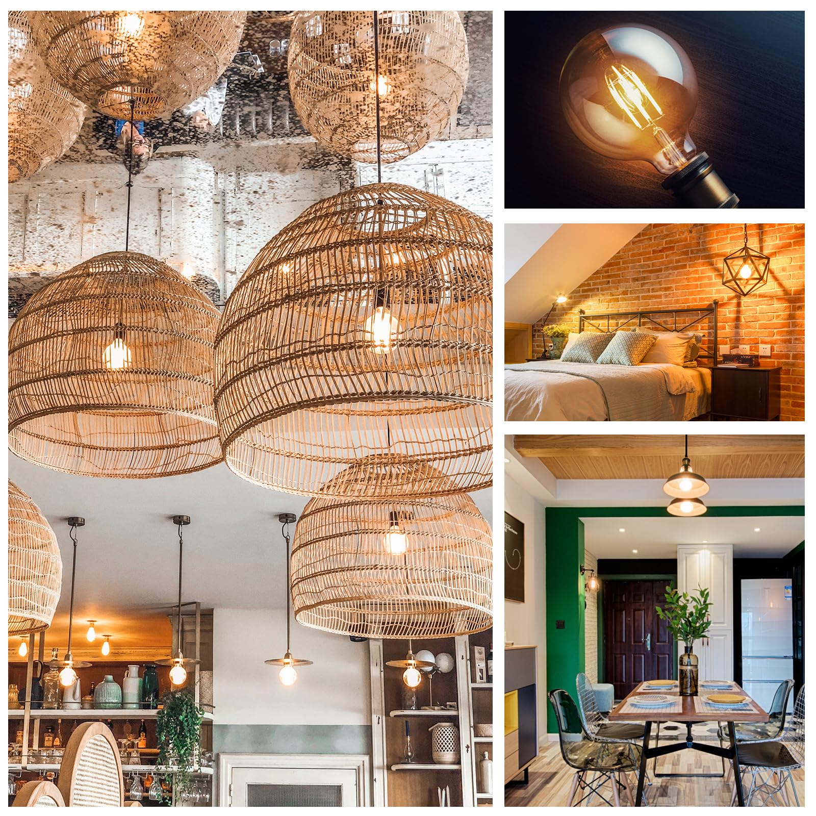 Lampadina a LED dimmerabile con attacco G25 vintage, equivalente a 60 W, 500 lumen, 2700 K, luce bianca morbida, attacco E26, certificazione UL, confezione da 6