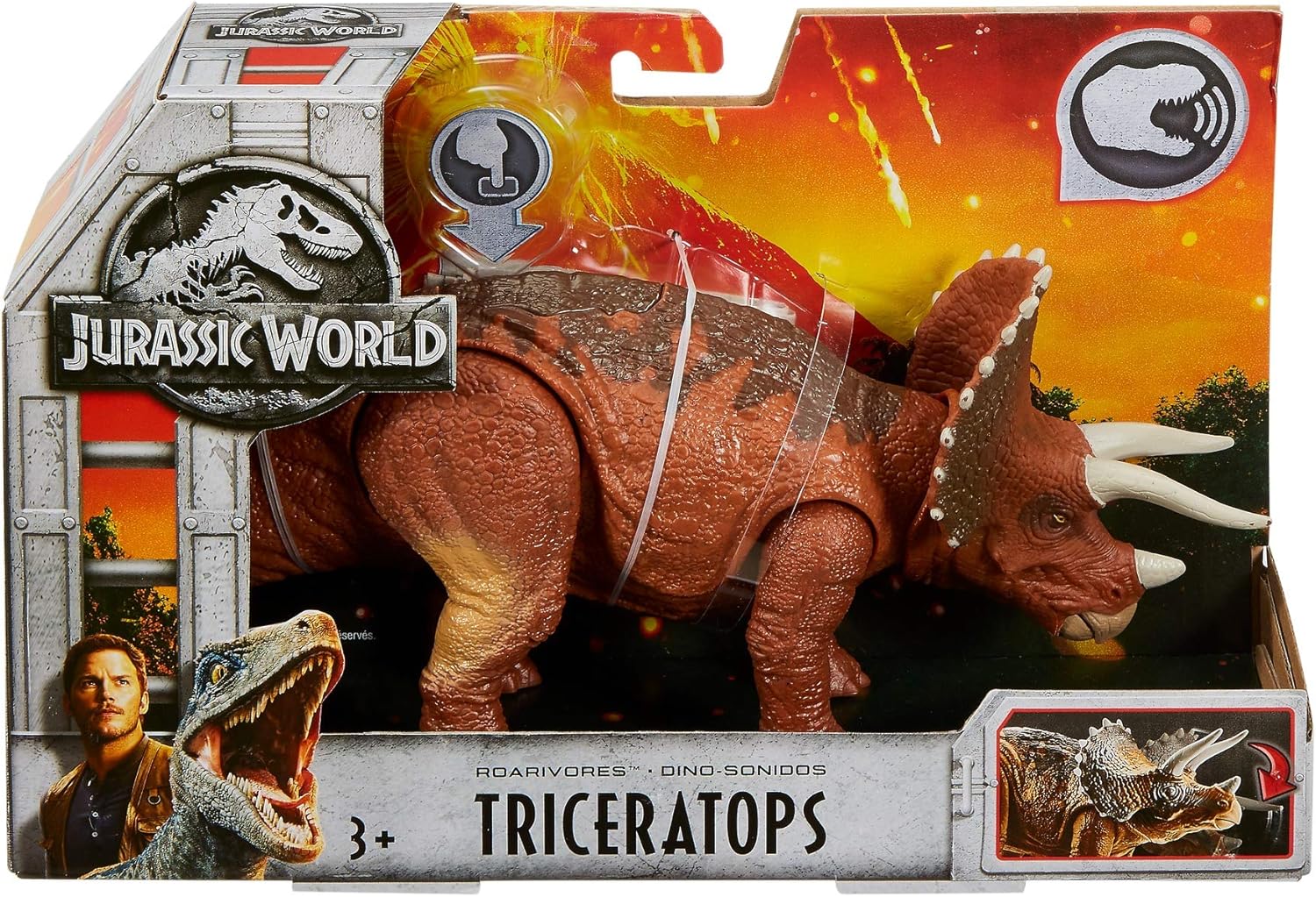 Jurassic World Roarivores Triceratops in its retail packaging