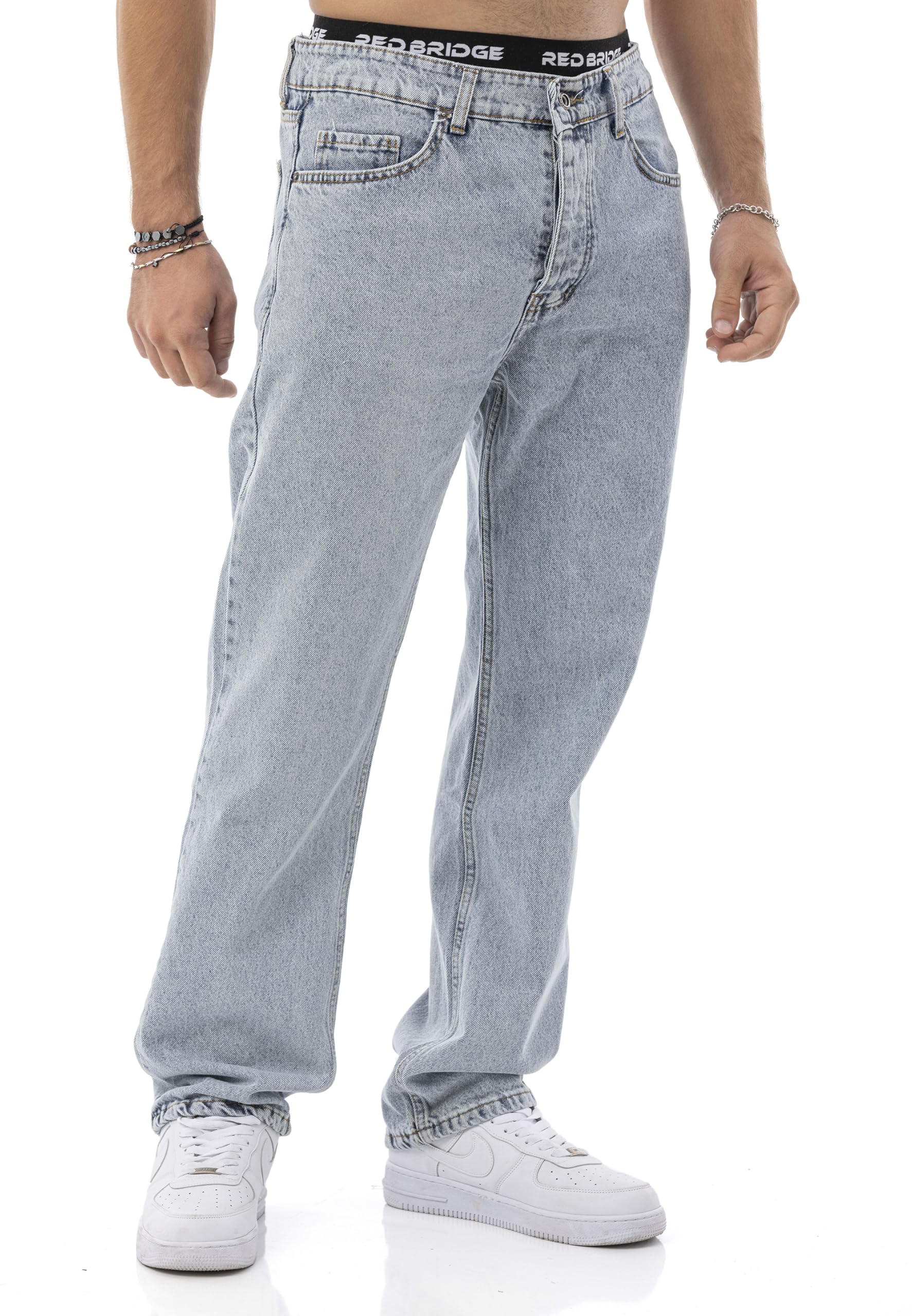by Diga – Pantalones vaqueros – Pantalones vaqueros de corte recto en estilo de 5 bolsillos – Vaqueros clásicos de corte recto de algodón para ocio y uso diario