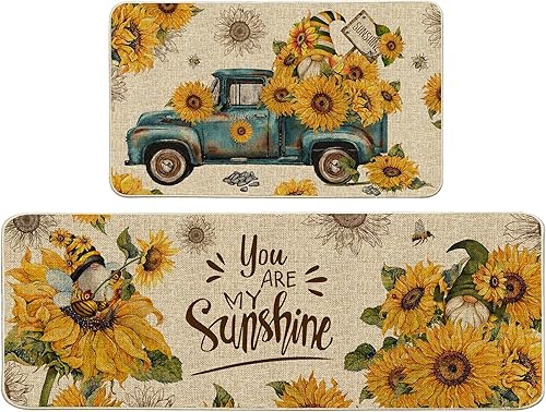 Miniatura 8 de Hexagram Juego de 2 tapetes de cocina de otoño, alfombras y tapetes de cocina de otoño, tapetes a cuadros de búfalo para decoración de piso,