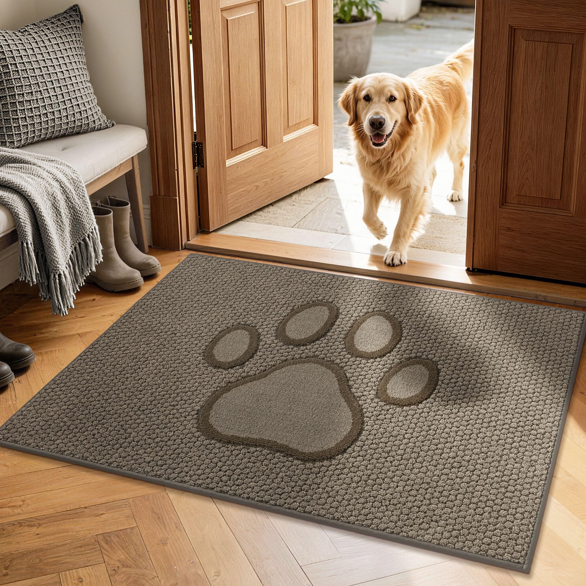 Dog Door Mat - Paw Print Entry Rug -26