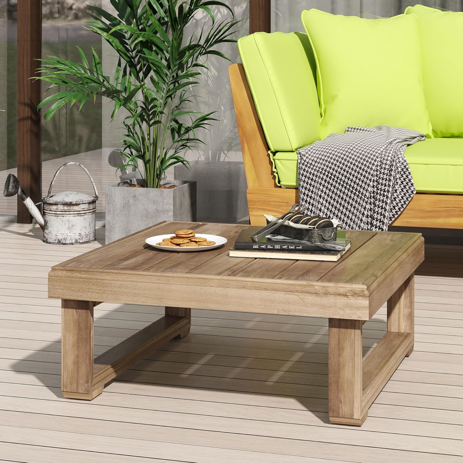 Amazon.com: Outdoor Acacia Wood Coffee Table, 11.5" H Patio Coffee ...