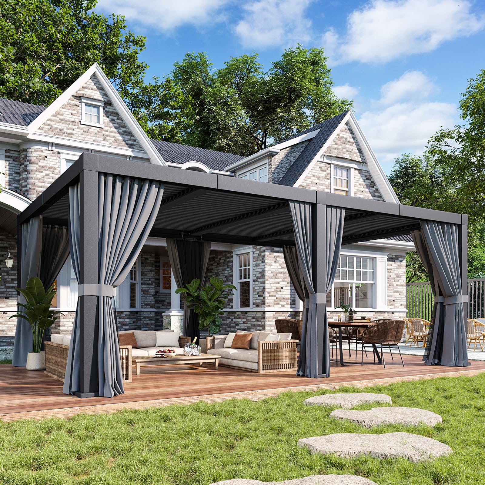 Amazon.com : Jolydale Louvered Pergola 12ft x 20ft Outdoor