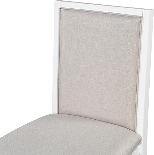 Miniatura 9 de Merax Mesa de comedor extensible de 5 piezas y 4 sillas tapizadas, juego de mesa de comedor redonda ovalada para 4, juego de mesa de cocina de