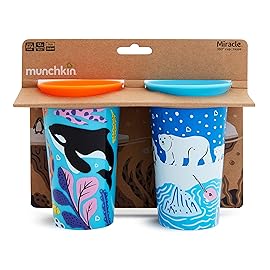 Munchkin Miracle 360 WildLove Sippy Cup, 9 Ounce, 2 Pack, Polar Bear/Orca