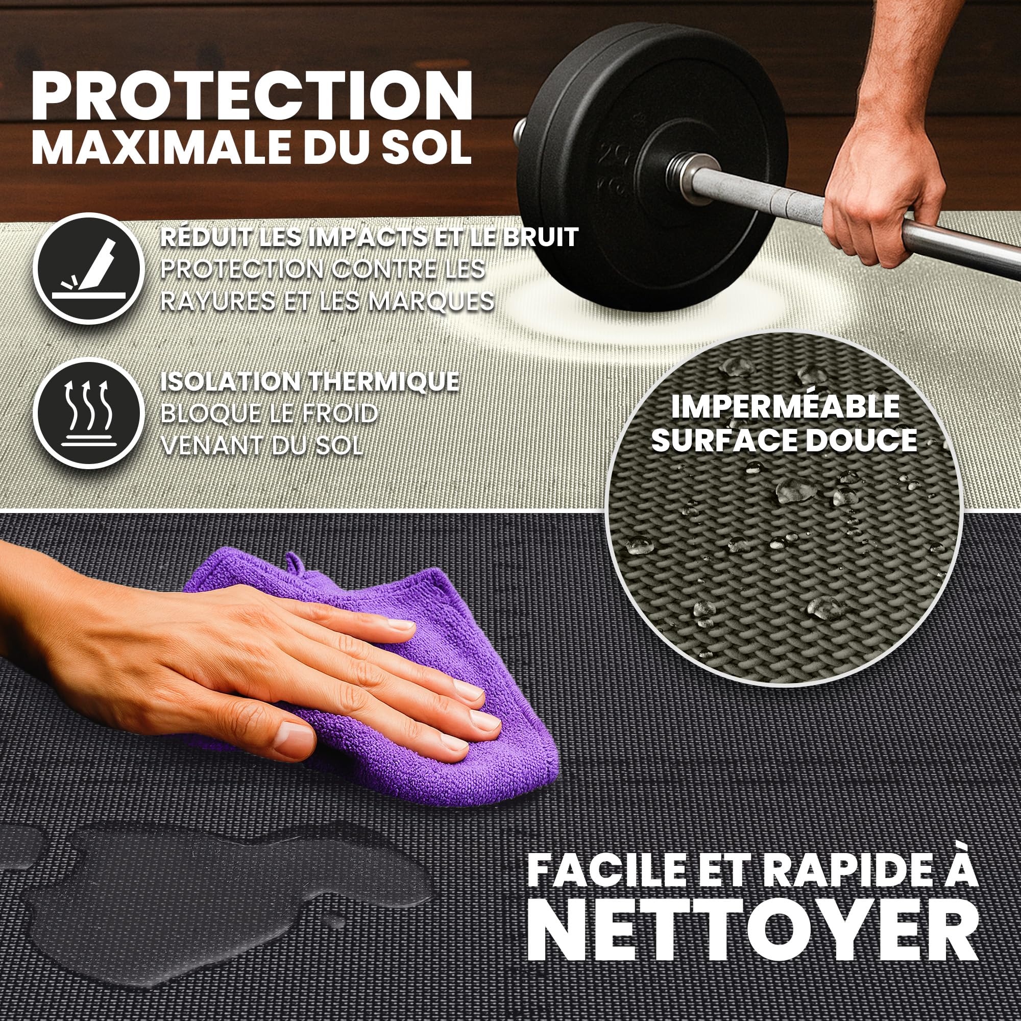 bemaxx Tapis de Fitness Protection de Sol Salle de Sport - Dalles en Mousse