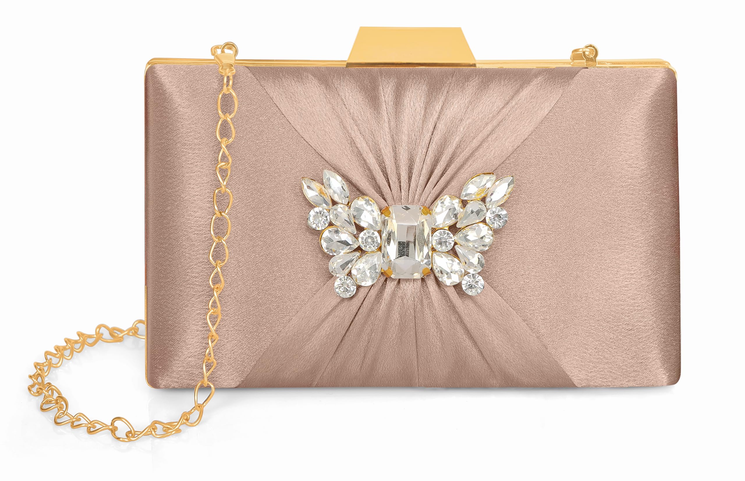 misha Sophisticated Satin Clutch with Straight Diamond and Removable Chain Strap-picture-45