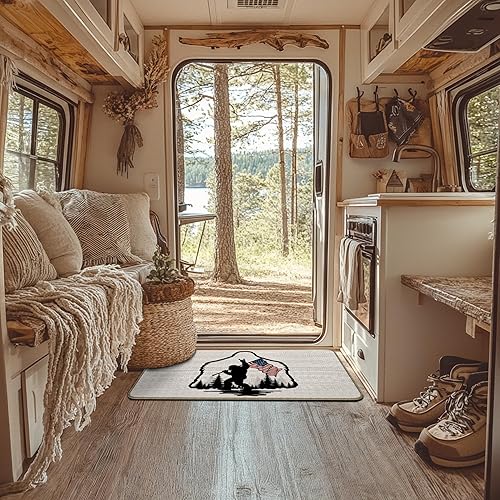 Miniatura 135 de Tapete divertido para puerta de campamento de 17 x 30 pulgadas, regalos de campamento para mujeres, alfombras de cámper para interior, alfombra