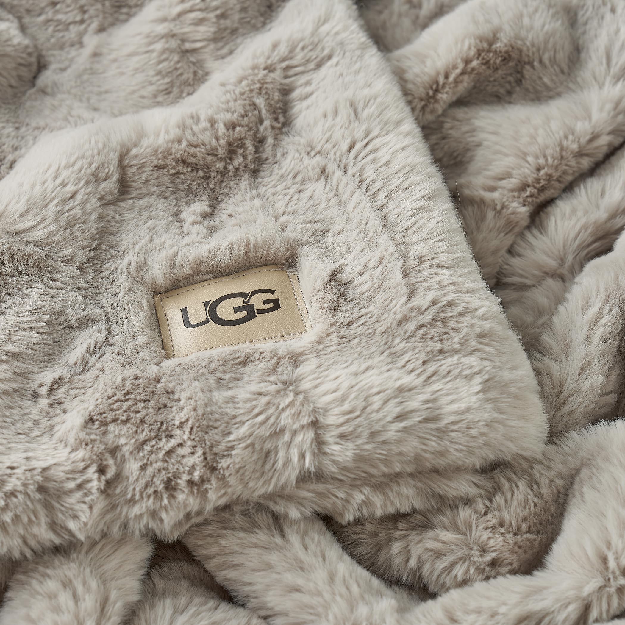 ugg polar faux fur textured throw in deep night