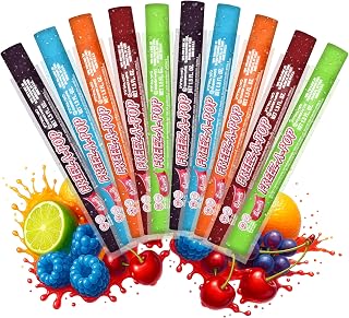 Freeze Pops, 10 Count Ice Pops Bulk Pack of Refreshing Assorted Flavors, Enjoy Popsicles Frozen and Ready Anytime, Bright, Fruity and Fun Flavor Ice Freeze Pop for All Ages