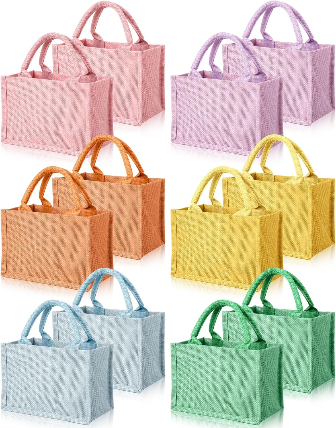 Cunno 12 Pcs Burlap Tote Bag Mini Jute Reusable Bag with Handles Small Blank Canvas Gift Waterproof for Wedding Beach DIY