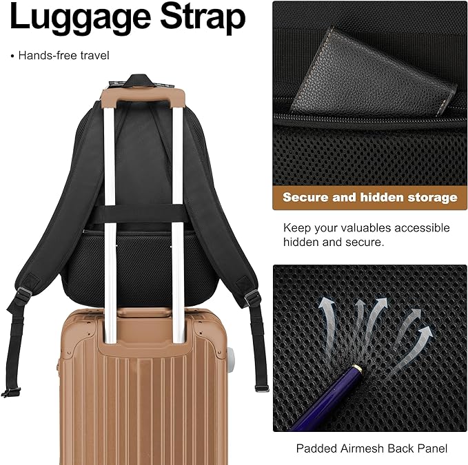 Mochila para laptop de 15.6 pulgadas para hombre, impermeable, con puerto USB miniatura 4