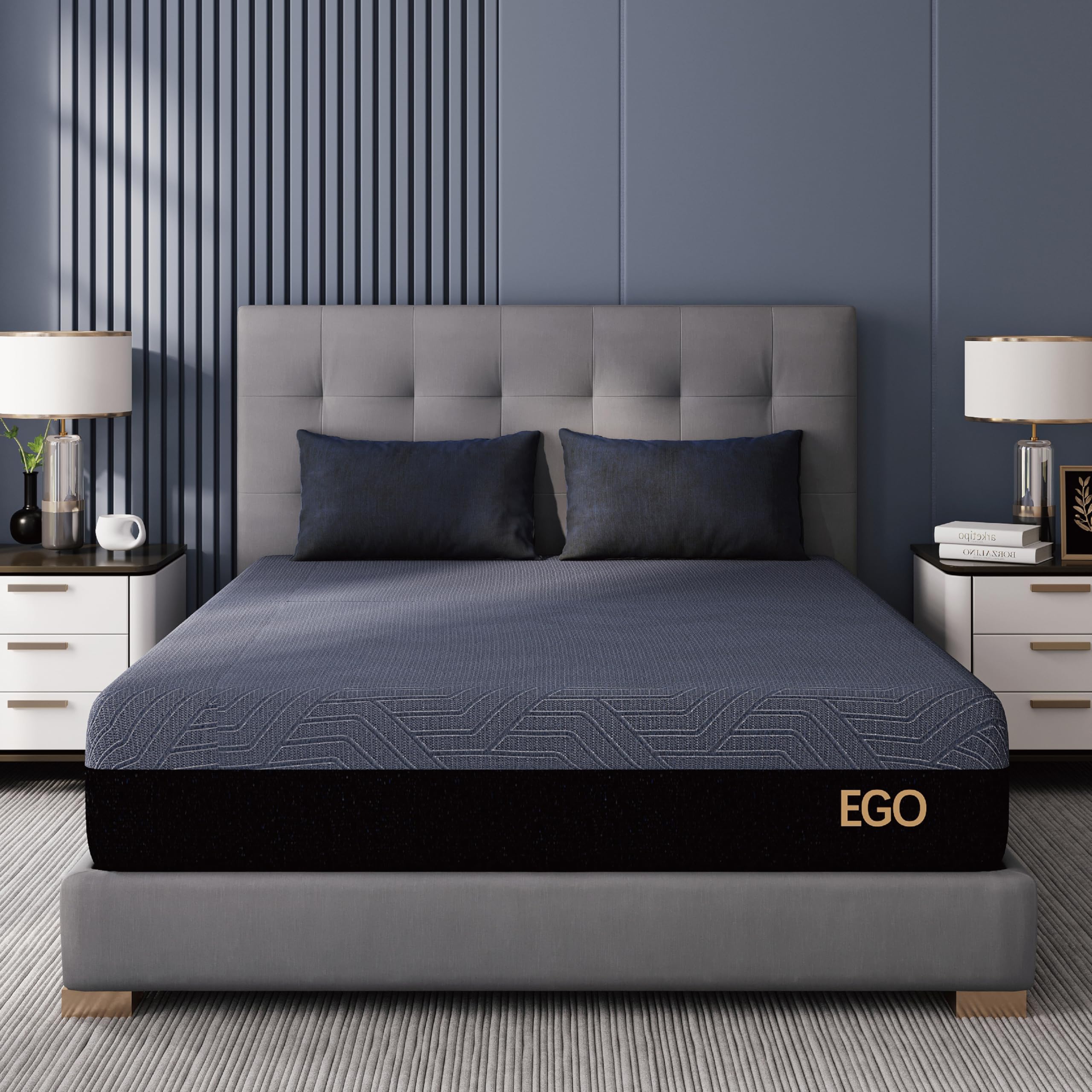 EGOHOME 10 Inch King Memory Foam Mattress for Back Pain, Cooling Copper Gel Bed in a Box, Foam Made in USA, CertiPUR-US Certified, Therapeutic Medium Firm, 76x80x10 Black