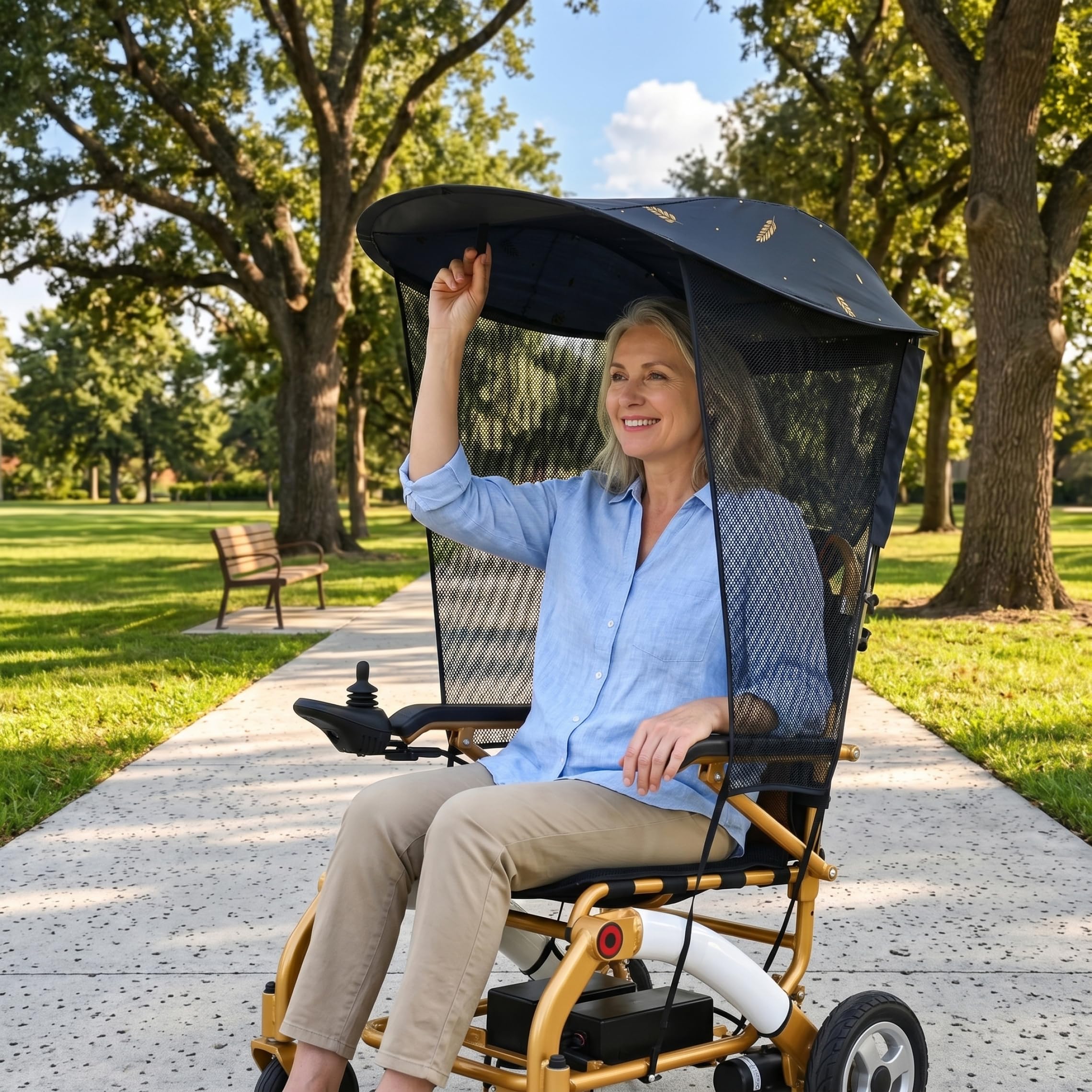 Paraguas para silla de ruedas, sombrilla portátil ajustable, toldo para silla de ruedas al aire libre para sillas de con asas de empuje, negro