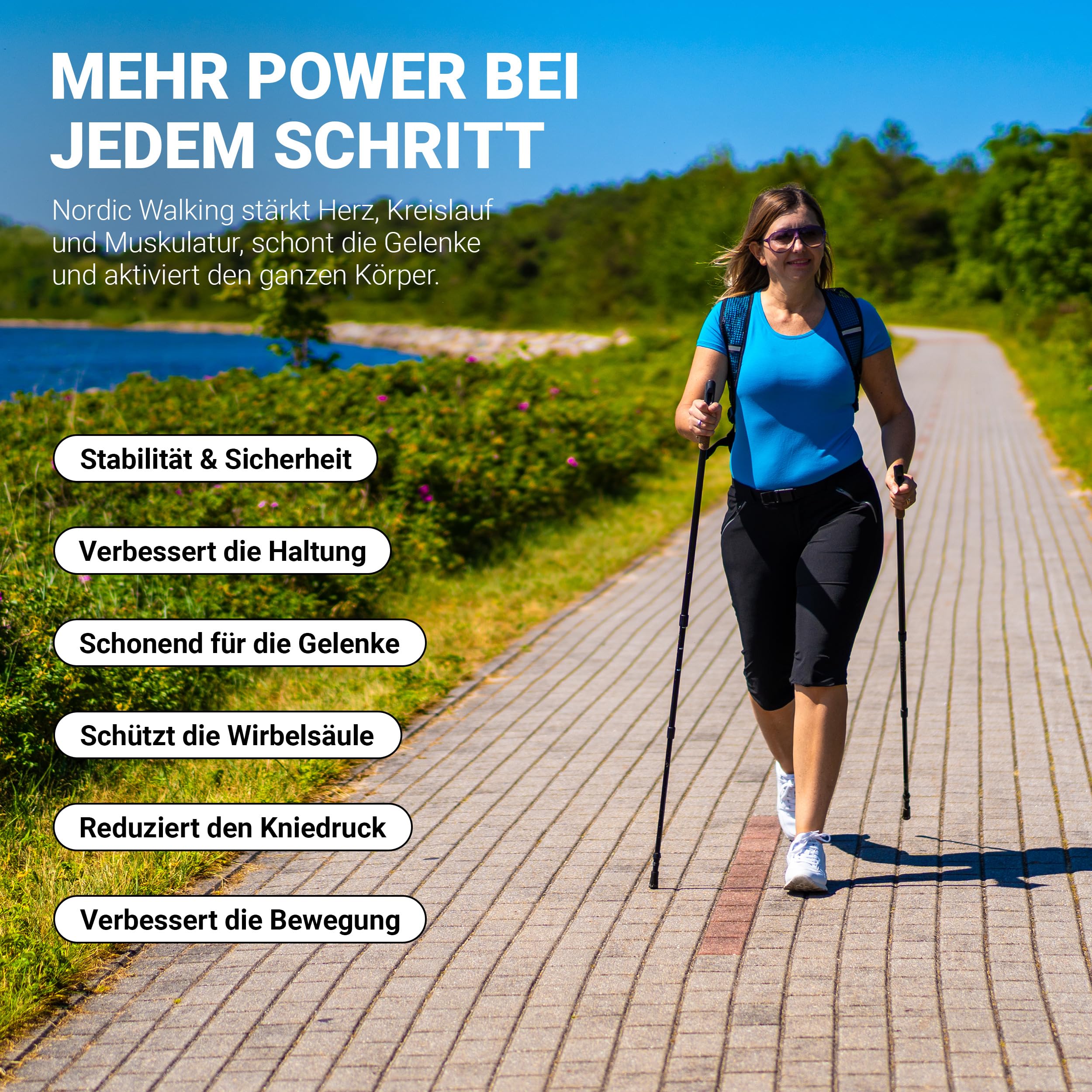MSPORTS Bastoncini Nordic Walking Premium Carbon | Nero/Arancione | Selezionabile con Borsa