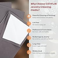 Vista 2 de CATIFLIN 3 paños de pulido de plata gris oscuro, paños de limpieza de joyas de 10 x 12 pulgadas para oro, plata, platino, reloj, monedas, removedor