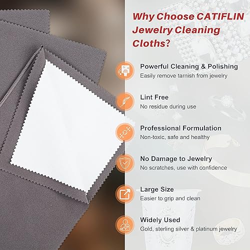 Miniatura 2 de CATIFLIN 3 paños de pulido de plata gris oscuro, paños de limpieza de joyas de 10 x 12 pulgadas para oro, plata, platino, reloj, monedas, removedor