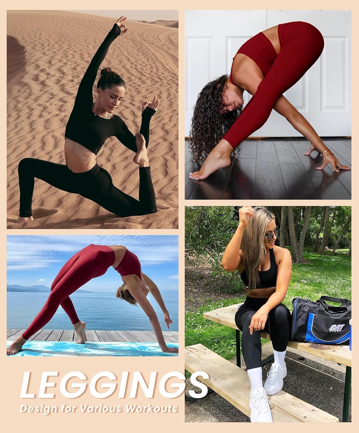 A size chart for the VALANDY leggings.