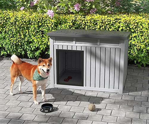 Miniatura 8 de Fancyango Casa grande para perros para interiores y exteriores, resistente a la intemperie y techo extraíble, se adapta a perros pequeños a grandes