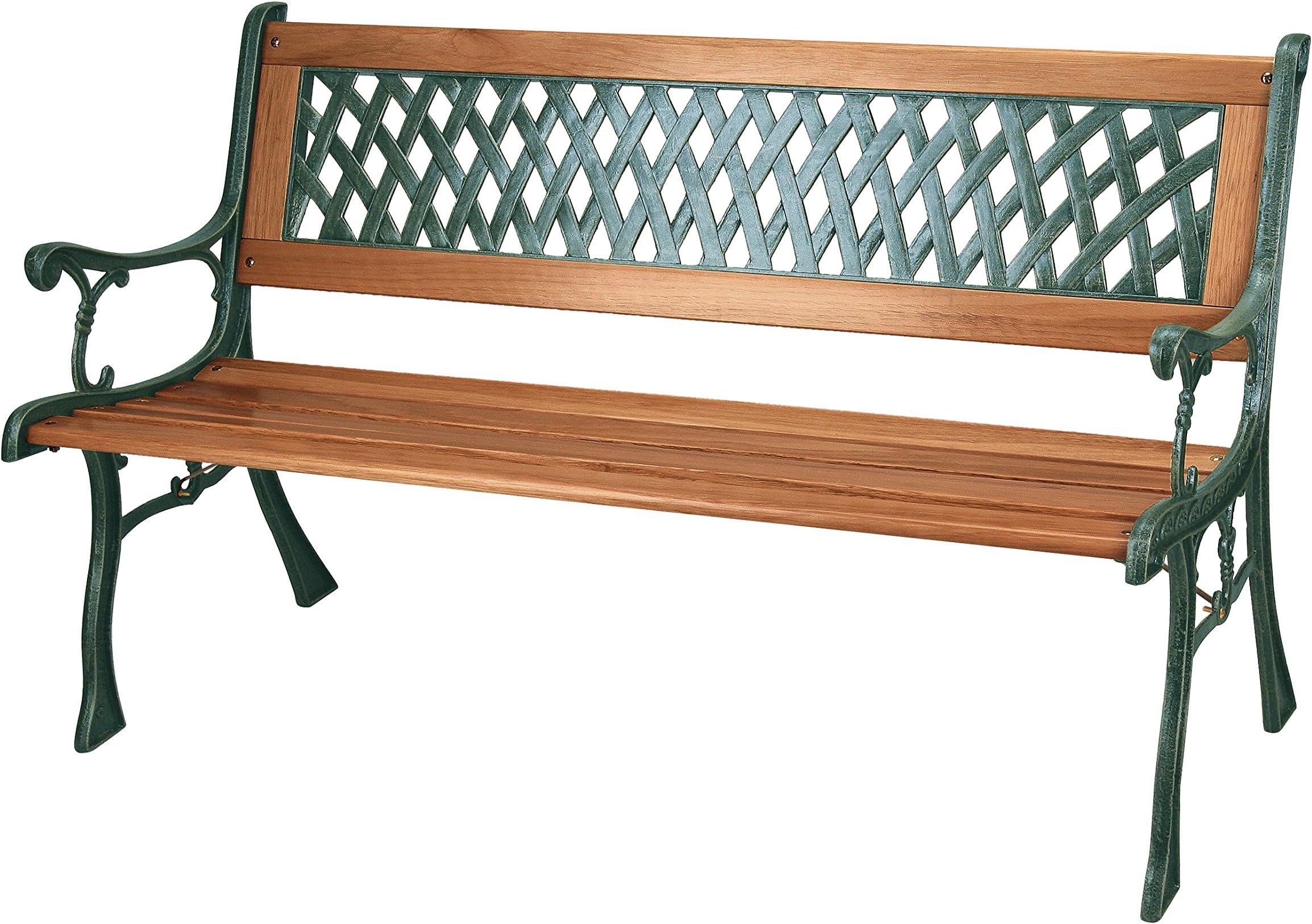 Havnyt 3 Seater Garden Patio Bench with Hardwood Slats and Cast Iron Legs
