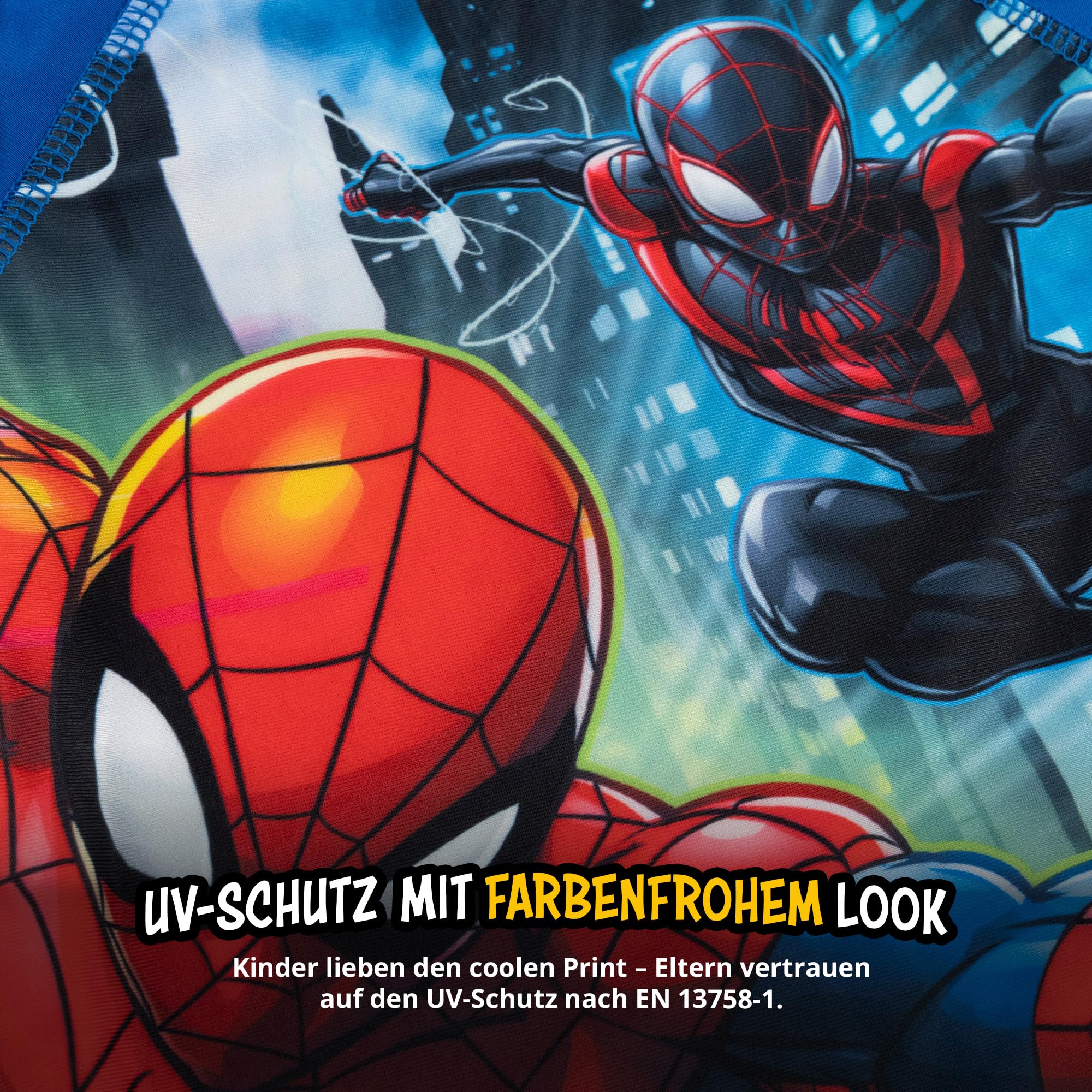 United Labels Marvel Spiderman Schwimmshirt UV Schutz 50 für Jungen, Blau, Badeshirt Langarm, Bademode Kinder, Badebekleidung