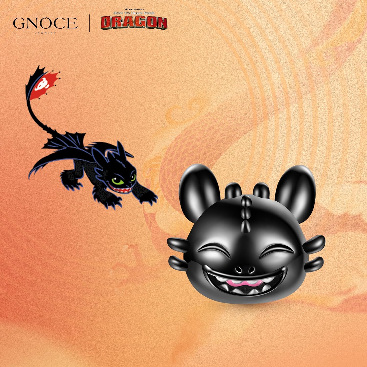 GNOCE How To Train Your Dragon Pendant Dangle Charm Bracelet for Women, S925 Sterling Silver Dangle Charms for Women Wife, Valentine‘s Day, Mother’s Day Jewelry (Laughing Toothless)