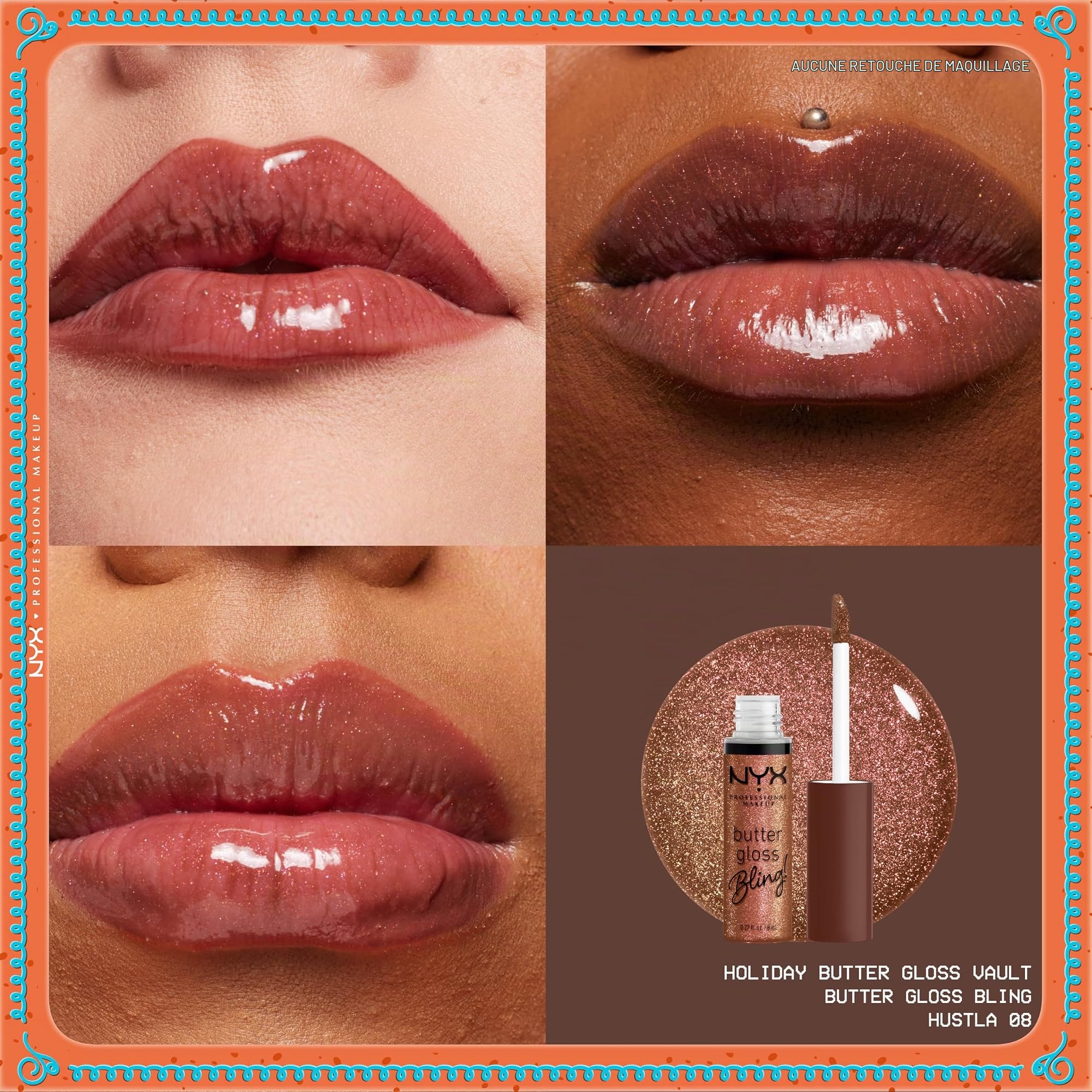 NYX Professional Makeup Coffret Butter Gloss 10 Teintes Fini Brillant | Formule non collante crémeuse, Nude à rosé audacieux, Application facile, Édition limitée fêtes