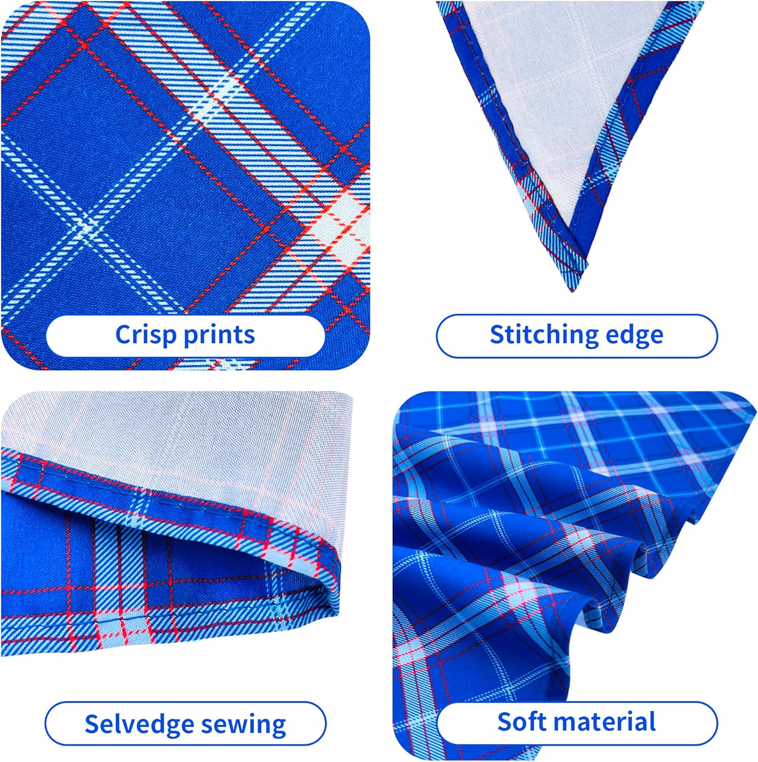 200PCS Dog Bandanas Plaid for Large XL XXL Breed Dogs Bulk Big Dog Bandanas Kerchief Washable Stitching Edge Selvedge Sewing Triangle Bibs Head Scarves Scarfs for Grooming Accessories