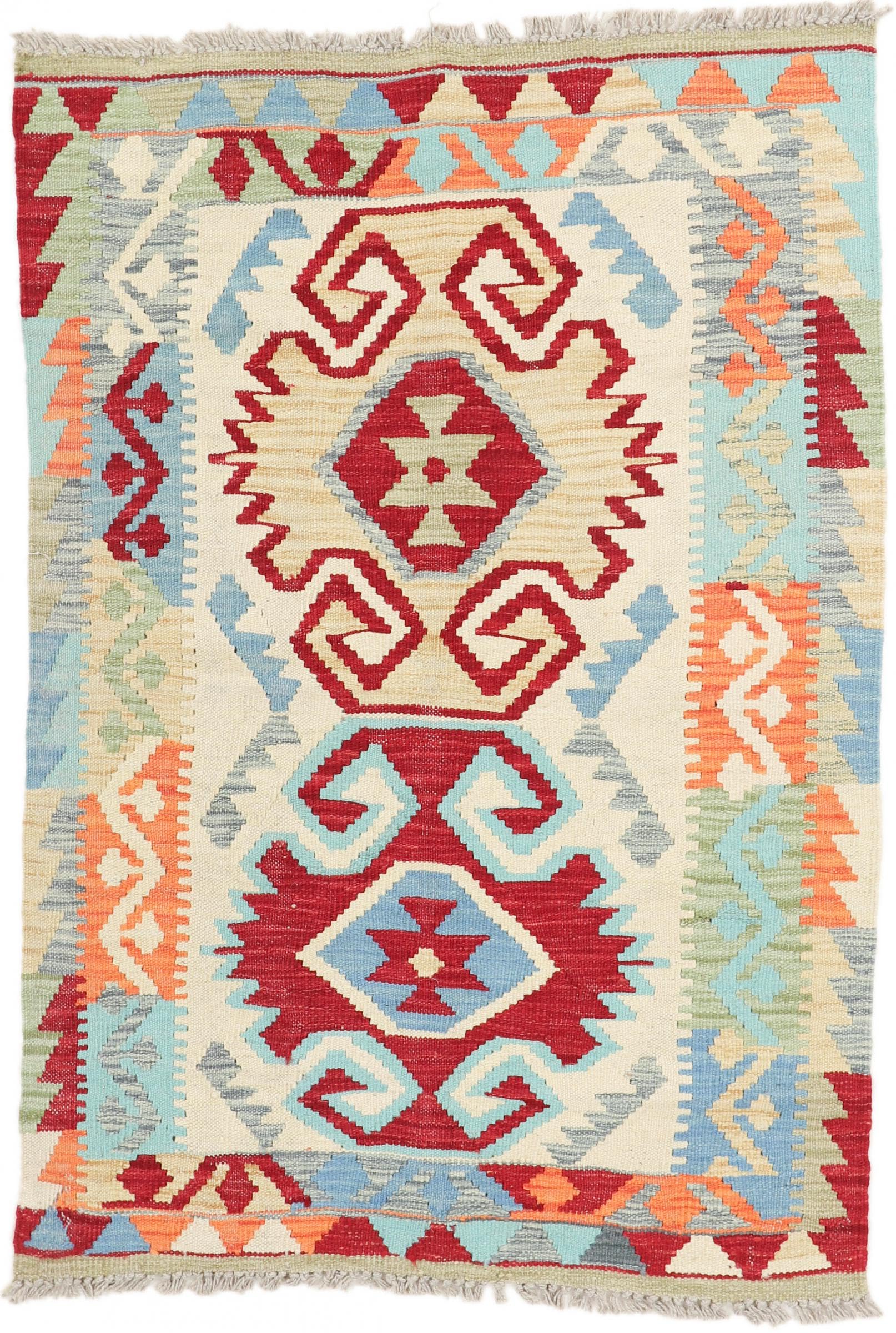 Tapis Laine Kilim Afghan authentique pour réchauffer votre salon 88x124
