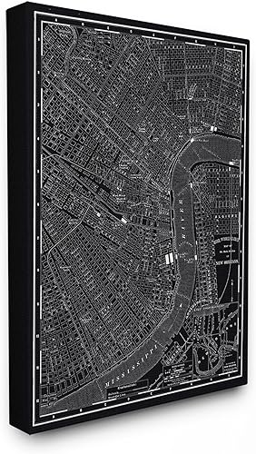 Stupell Home Décor New Orleans 1985 - Lienzo decorativo de gran tamaño con diseño de mapa vintage, 24 x 1.5 x 30 pulgadas, fabricado con orgullo en